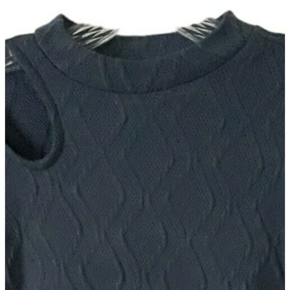 Cupio Mock Neck Womens Small Blue Cable Knit Stretch Cut Out Long Sleeve NWT - Picture 3 of 12